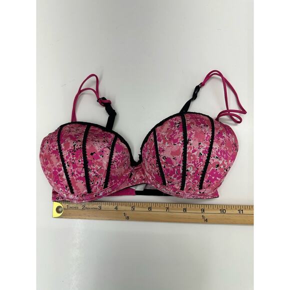 Apt. 9 Intimates Womens Bra Size 34B Pink Floral Black Padded Adjustable - Picture 9 of 10